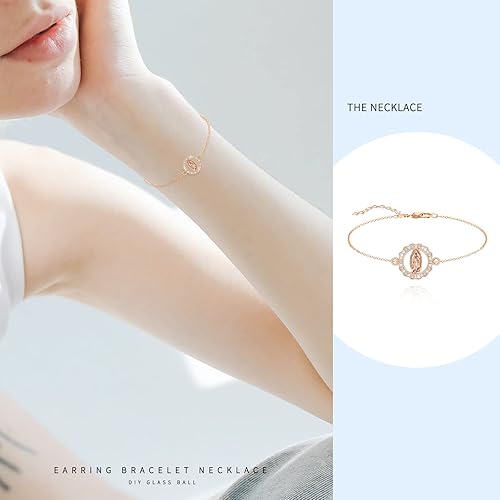 Miniatura 3 de 72 piezas de diamantes de imitación esmaltados con diseño religioso de la Virgen María, con conector de eslabones de Nuestra Señora, colgante de