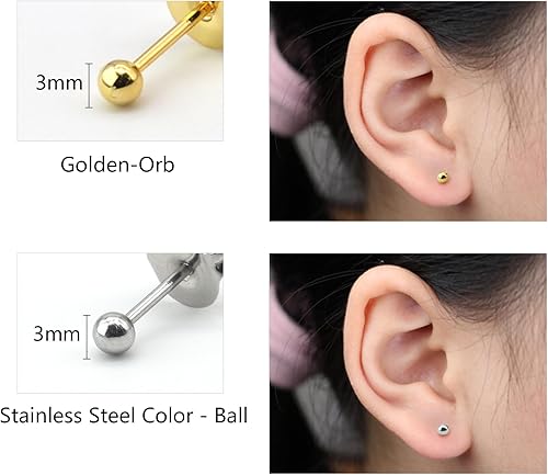 Miniatura 5 de Kit de perforación de oreja desechable fácil de usar, la pistola de perforación de oreja viene con 2 delicados aretes de perforación para perforar