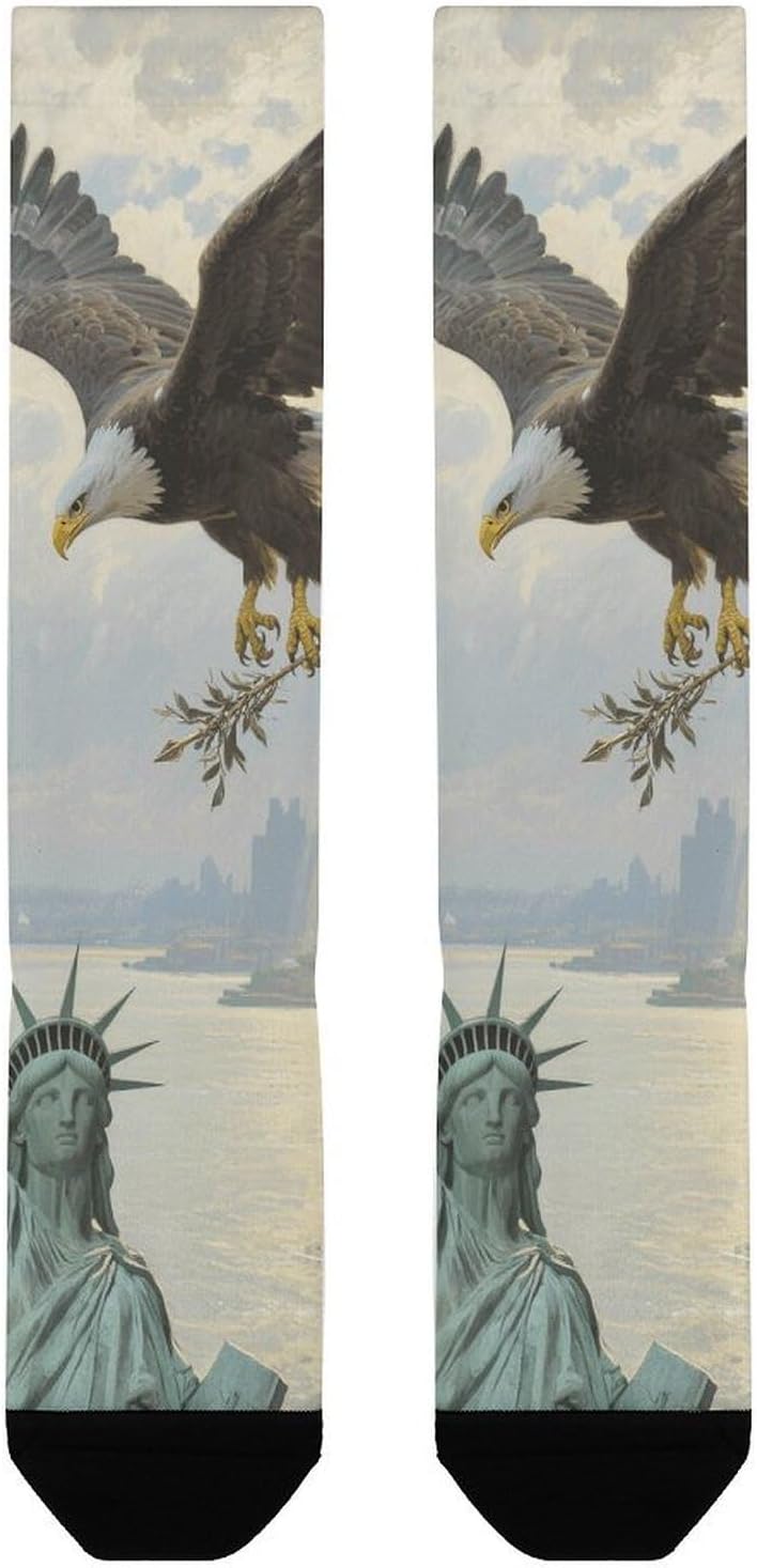 Patriotic American Eagle Knee High Soccer Socks Moisture Wicking