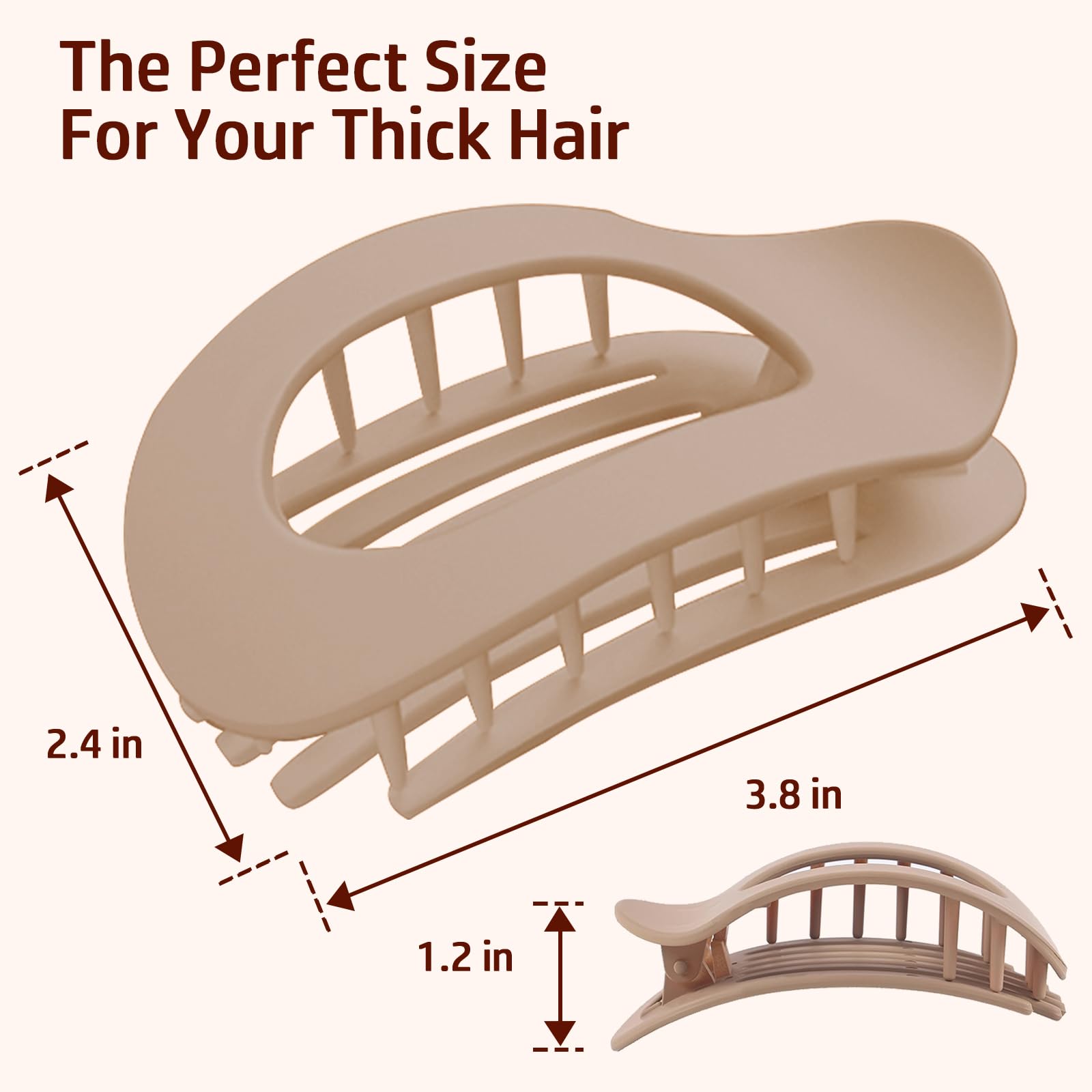 Flat Hair Clips for Women Duckbill Hair Clips for Thick Curly Long Short Comfortable Stylish Neutral Matte Lay Hairs Clips Non-Slip Strong Hold(4 Pcs) - Image 3