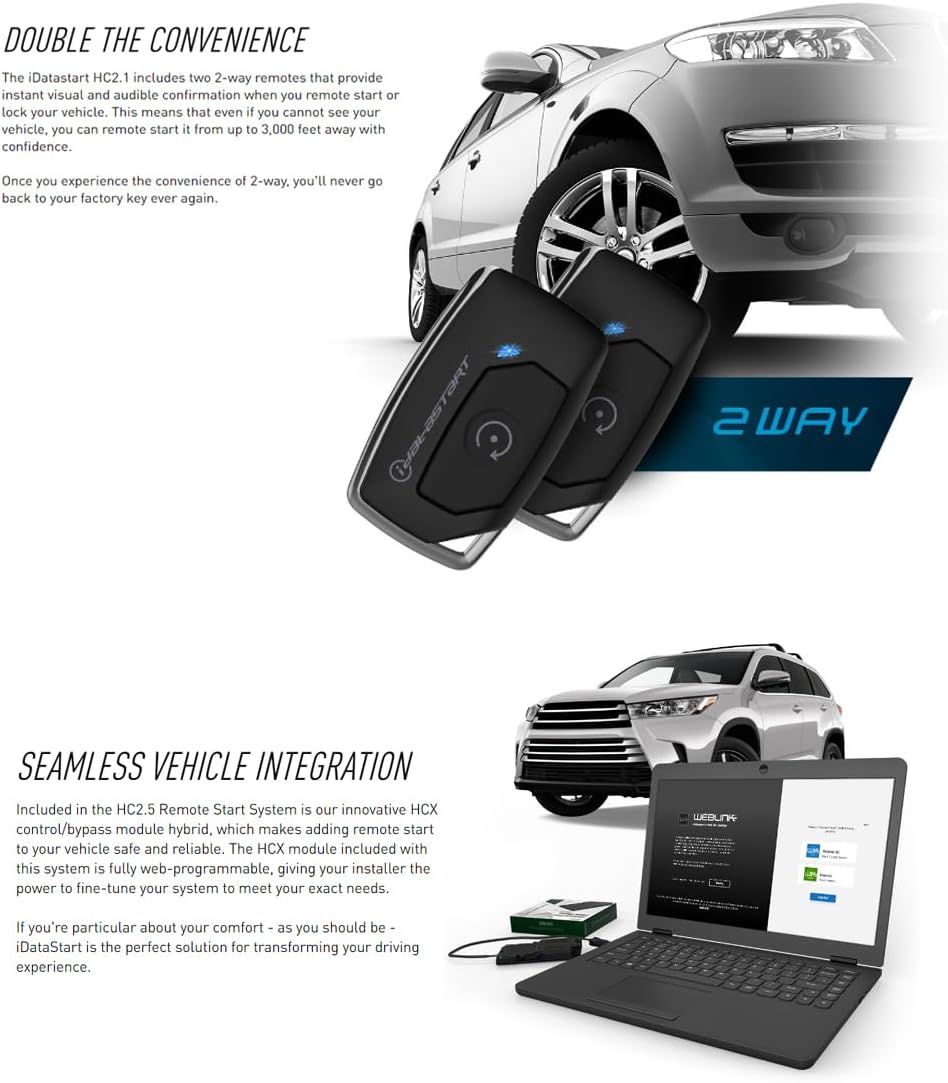 iDataStart Remote Starter KIT for Select Lexus/Toyota Vehicles with Push-to-Start Ignition 2010+ w/3000ft Range (2-Way, 1-Button, 2-Remotes)