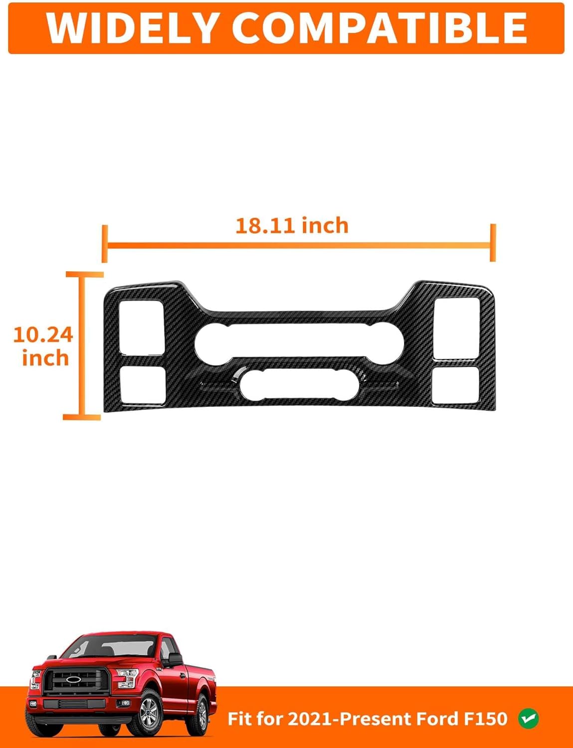 Savadicar Carbon Fiber Interior Accessories - Front Center Climate and Radio Control Panel Trim Cover for Ford F150 (2021-present) - Premium Texture Interior Decor Upgrade Option, 1 PC