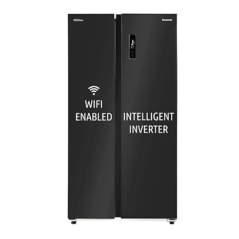 Panasonic 592 L Wifi Inverter Frost-Free Side by Side Refrigerator (NR-BS62MKX1, Black, Stainless Steel Finish)