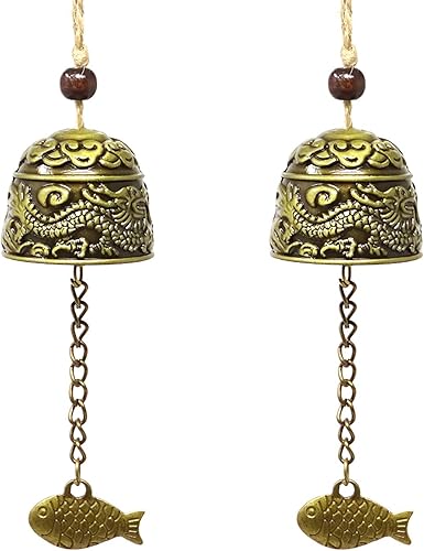 Honbay 2 campanillas de viento vintage de buena suerte campanas de viento (dragón)