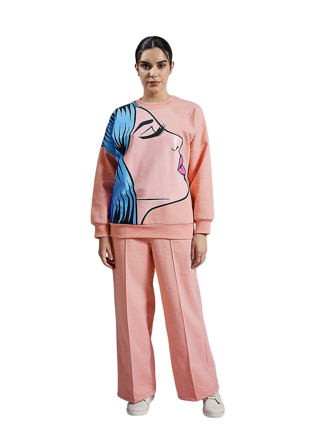 Peach Graphic Print Sweatshirts-image-48