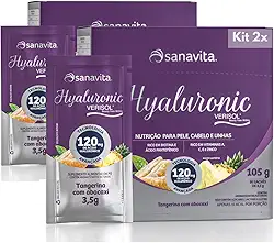 Hyaluronic Verisol Sanavita - Kit 2x Colágeno com Ácido Hialurônico Vitaminas e Minerais - 60 Sachês (105g, Tangerina com Abacaxi)