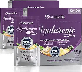 Hyaluronic Verisol Sanavita - Kit 2x Colágeno com Ácido Hialurônico Vitaminas e Minerais - 60 Sachês (105g, Tangerina com Abacaxi)