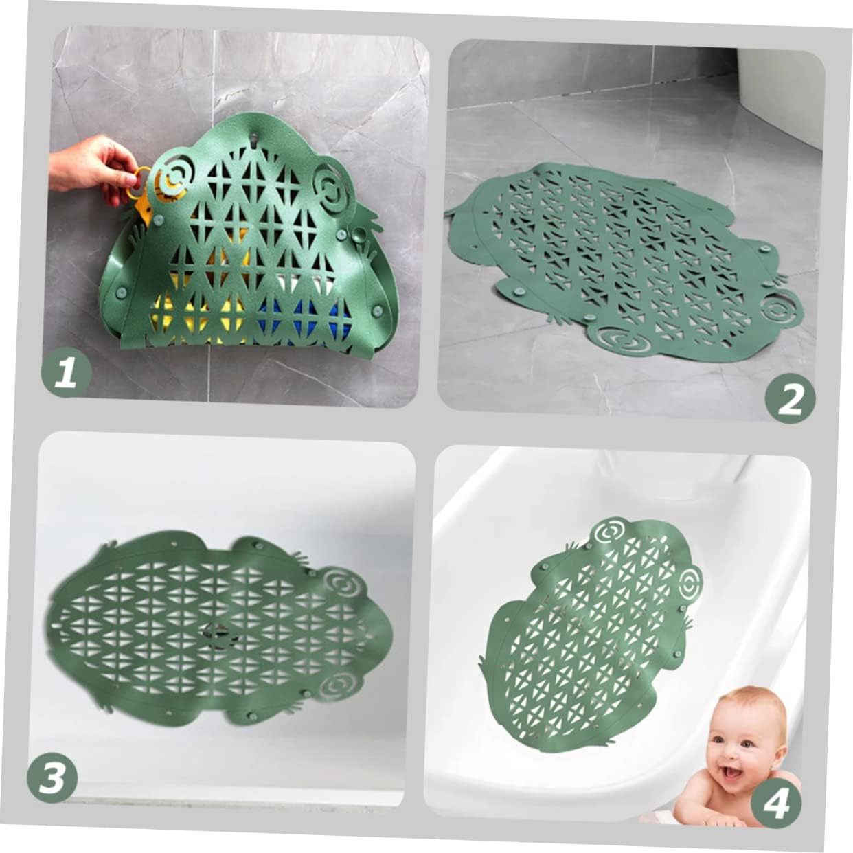 Mobestech Cartoon Kids Bath Tub Mat Non-Slip Suction Cup Bathtub Pad Soft Waterproof Bath Mat for Boys and Girls Fun Animal Design Easy Storage
