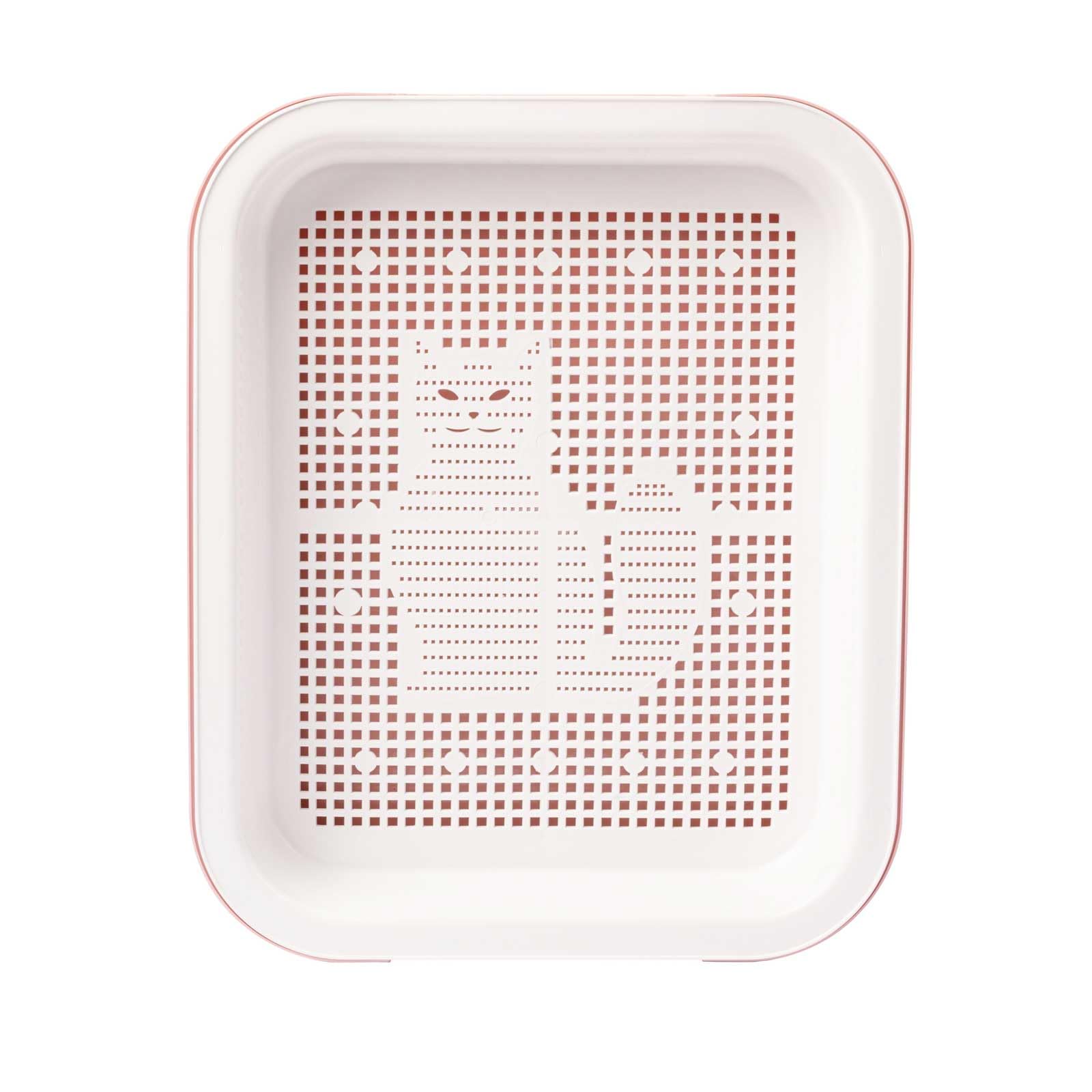 4BIG.fun Set Katzentoilette mit Reinigungssieb und Erste Schalentoilette für Kätzchen Katzenbabys Kaninchen Katzenklo Reinigungssieb Rosa