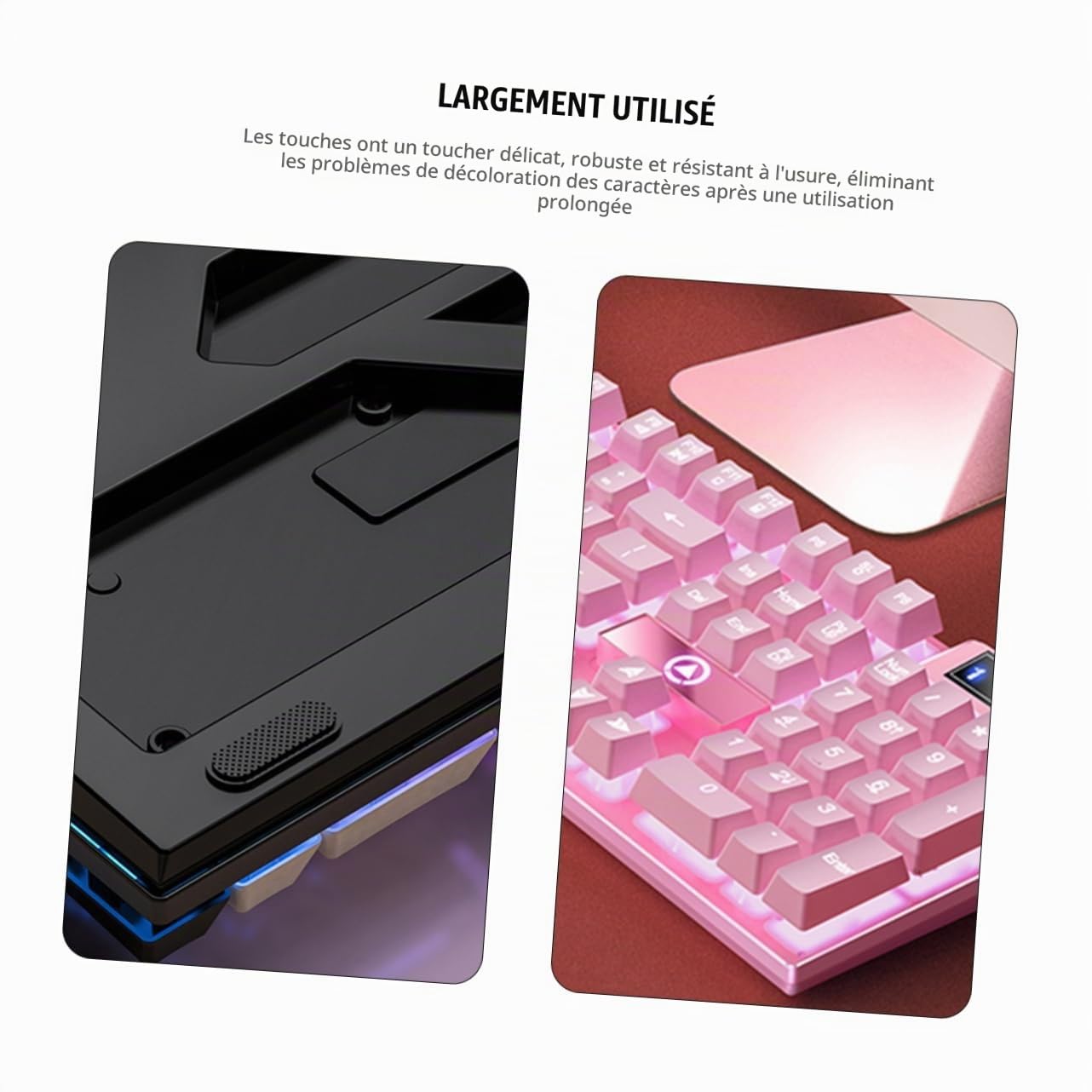 UKCOCO Clavier RGB 104 Touches - Éclairage LED RVB pour Jeux et Bureau - avec Drainage Arrière pour Sécurité Liquide - Ergonomique pour Confort Prolongé - pour Jeux Intensifs et Travail de Bureau