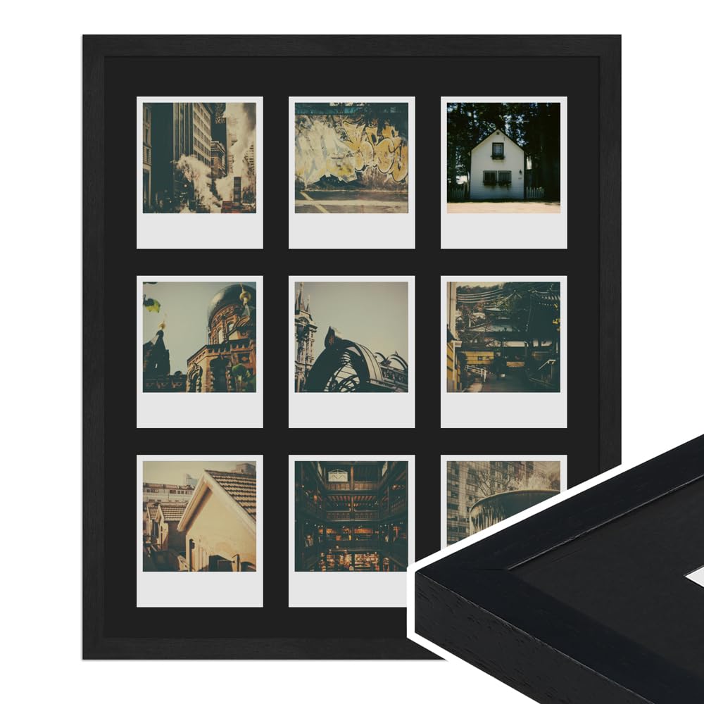 WANDStyle Polaroid Bilderrahmen Schwarz, Sofortbild Polaroid Rahmen Holz