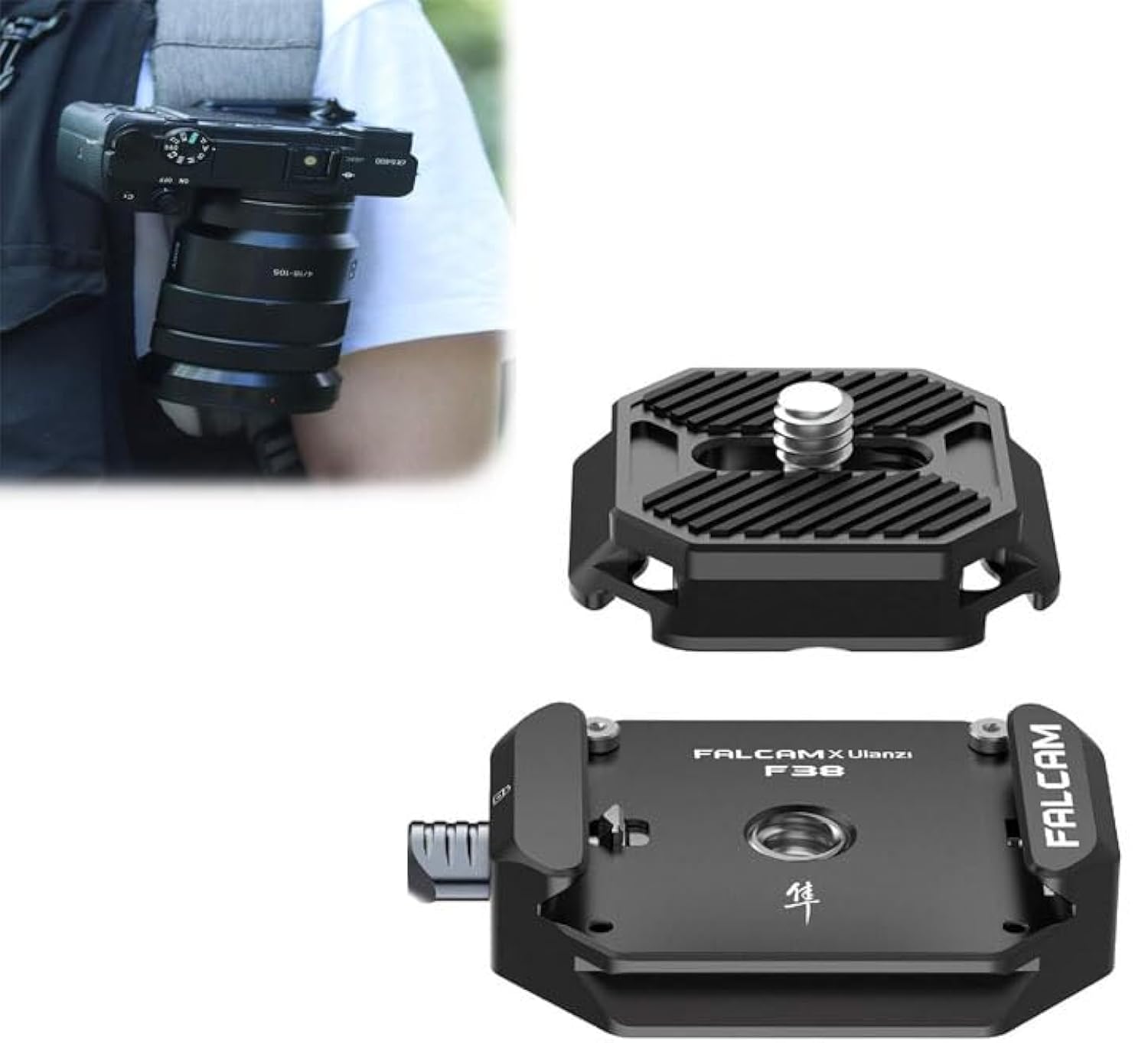 F38 Camera Quick Release Plate, Quick Release System QR Plate Camera Tripod Mount Adapter, w 1/4" to 3/8" Screw Thread, FIT for Sony Canon Monopod DSLR Stabilizer Slider DJI Switch Between Stablizer