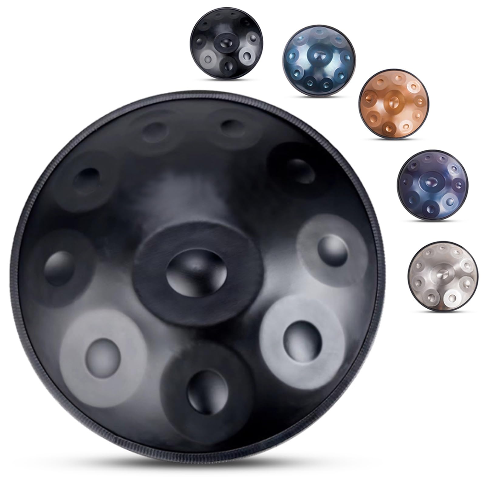 Tamburo In Acciaio Per Handpan A 432 Hz/440Hz 10 Note Da 22 Pollici In Re Minore, Tamburo Per Handpan Per Adulti(Nero,440Hz)