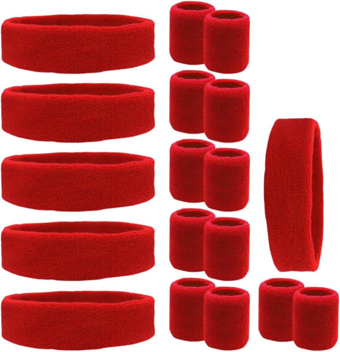 KALLORY Sweatband Headband and Wristband Set for Men and Women, Polyester Material with Nice Elasticity, Comfy to Wear, for Running and Exercise Activities