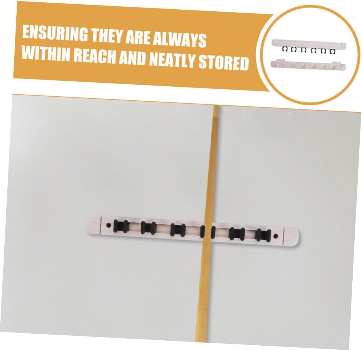 Wall Mounted Pool Cue Holder 6-hole Solid Wood Billiard Cue Rack 2-pair White for Pool Table Accessories