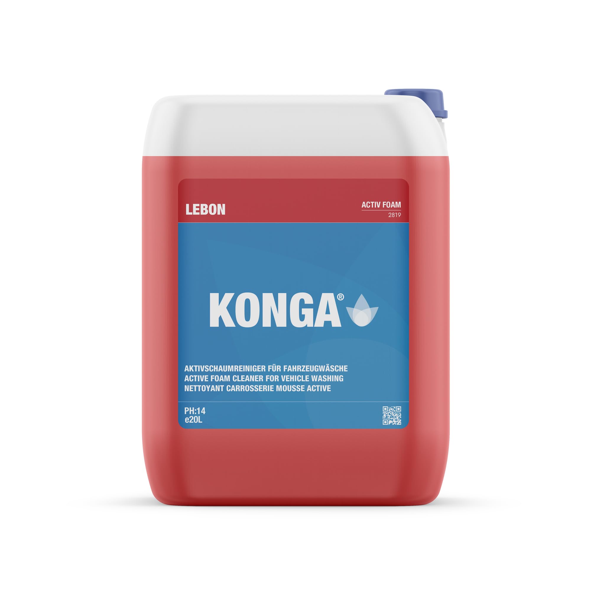 Konga Activ Autoshampoo 20L – Snow Foam mit Abperleffekt & Wachs für Hochdruckreiniger und Schaumpistole | Hochkonzentrierter Aktivschaumreiniger | Powerschaum Auto | Snow Foam Auto