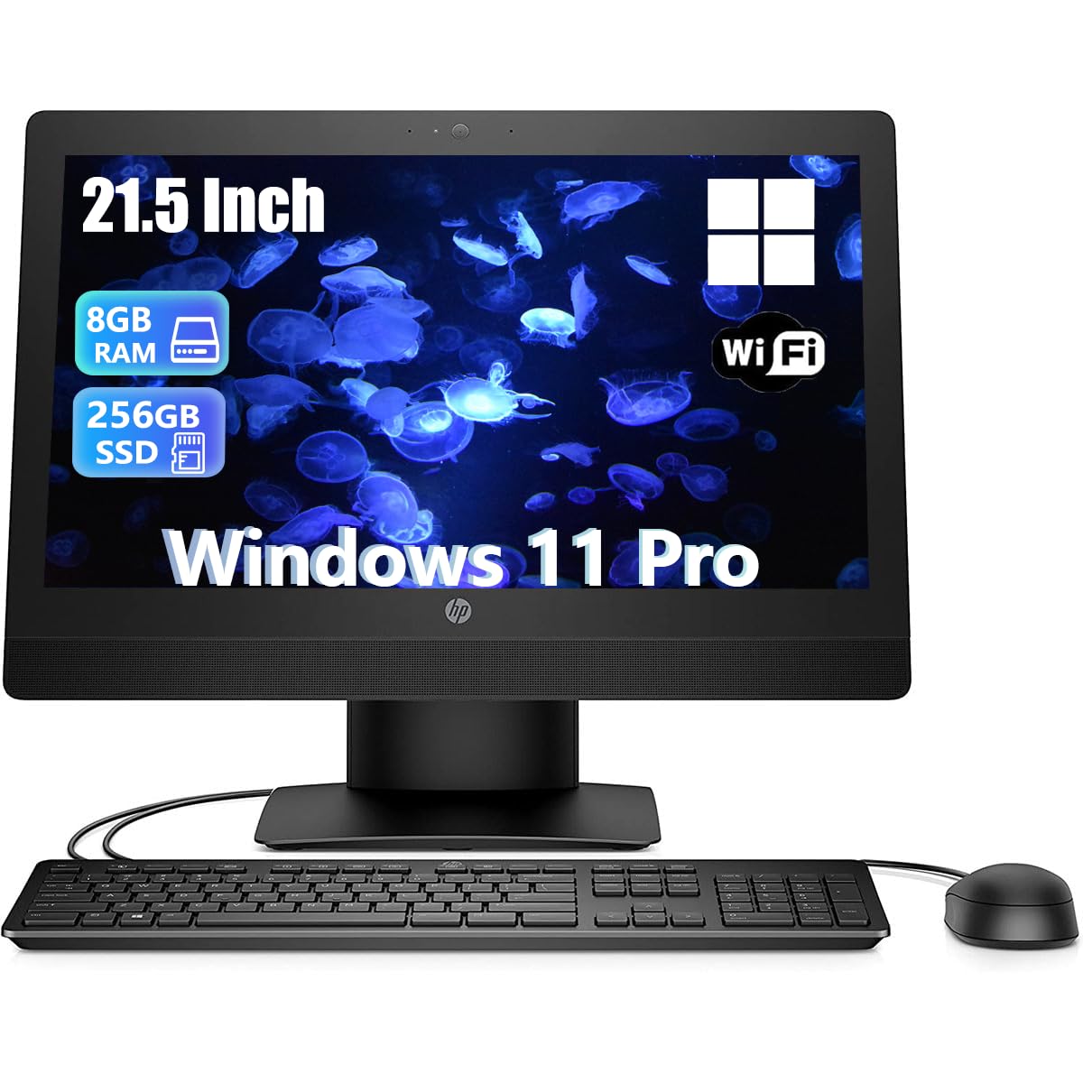 HP ProOne 600 G3 - Ordenador de sobremesa todo en uno, con monitor de 21,5 pulgadas, Intel Core i3 – 7100, 8 GB de RAM, 256 GB SSD, teclado EE.UU., WiFi, Bluetooth, Windows 11 Pro (reacondicionado)