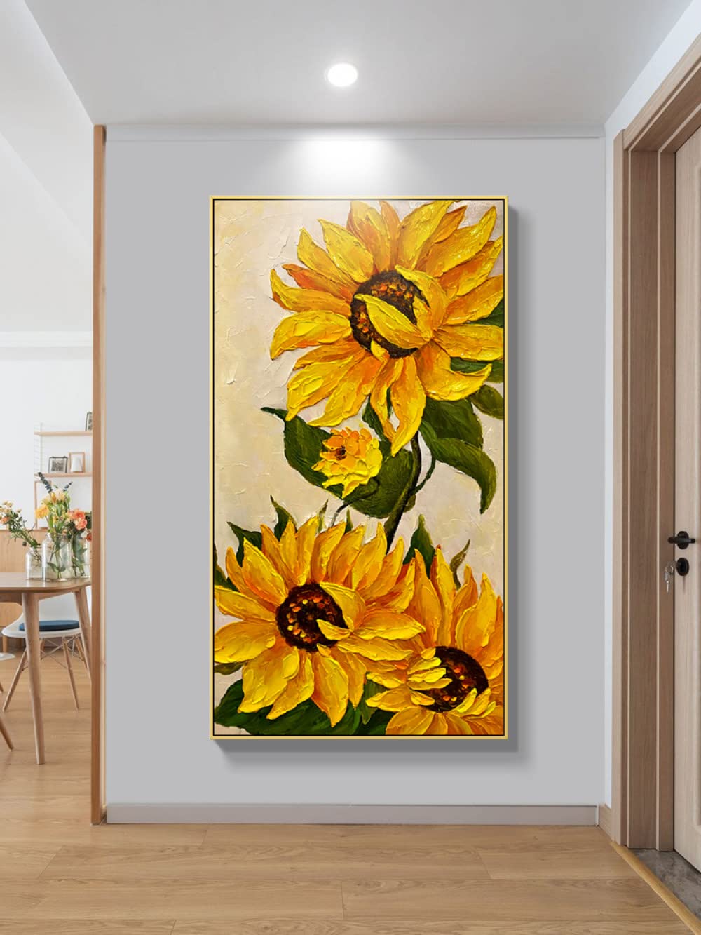Amazon.co.jp: 大きいサイズの壁の装飾-手描きの油絵厚い3D花花