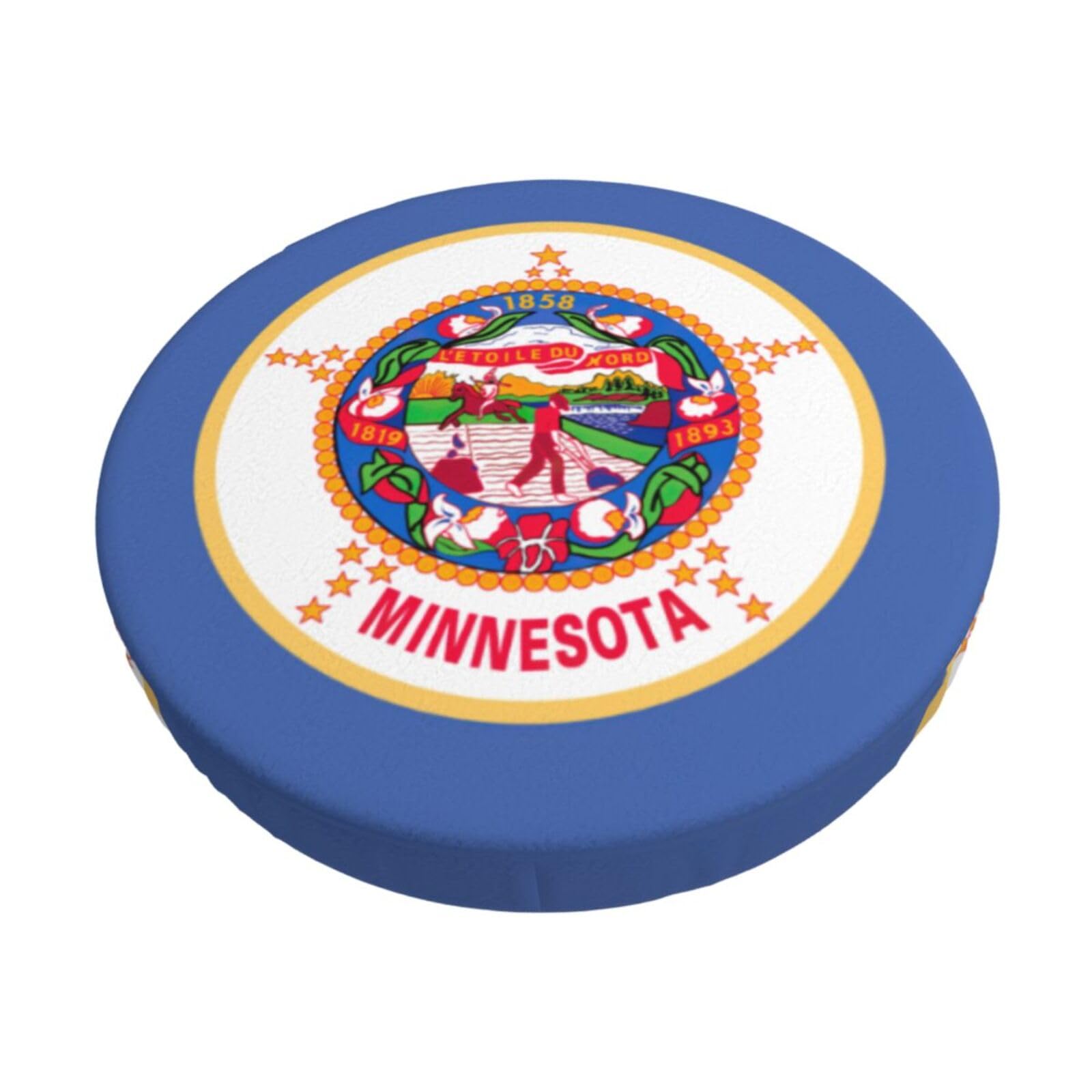 ACVnbm Minnesota State Flag Print Round Bar Chair Cushion Cover, Elastic Chair Protector For Kitchen Bar Dining