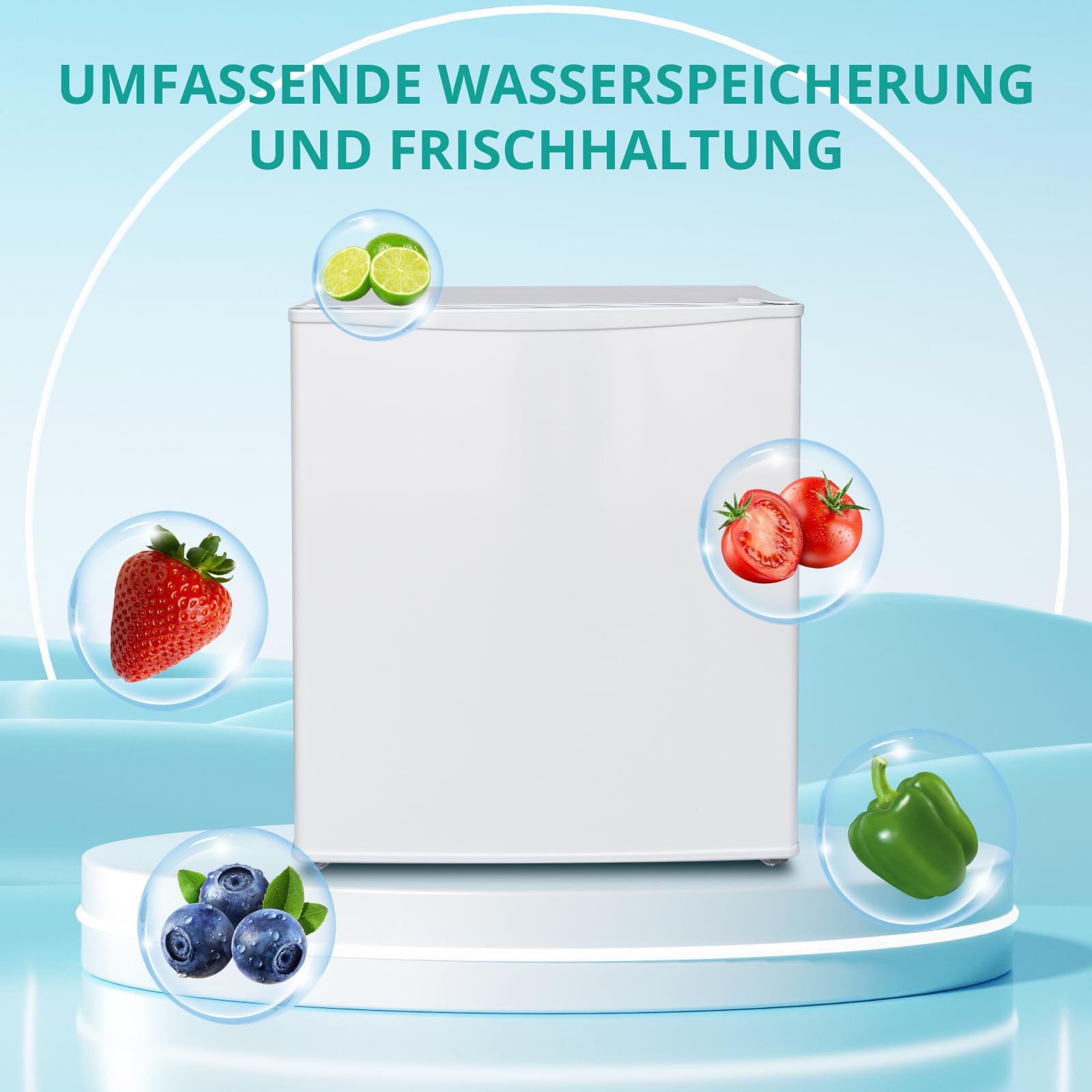 SMETA 46L Mini Kühlschrank, Klein Kühlschrank Leiser 39dB, Getränkekühlschrank 6-Stufen Thermostat 0-10°C, mit wechselbarem Türanschlag für Zuhause Büro Camping Schlafzimmer, Weiß