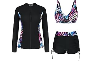 JASAMBAC Women Long Sleeve Swimming Suit with UPF 50+