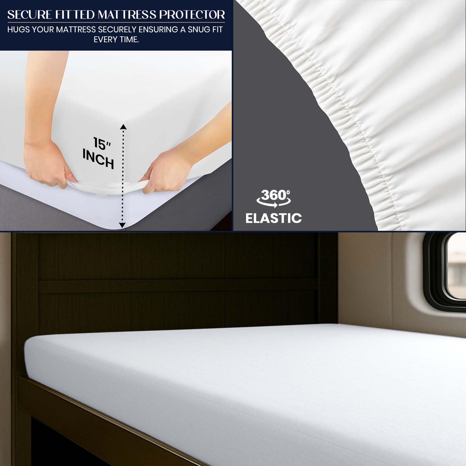 Coprimaterasso Impermeabile SGI Per Camper E Cuccetta | 42 X 80 | Morbida Spugna Blu Navy | TPU Senza Vinile