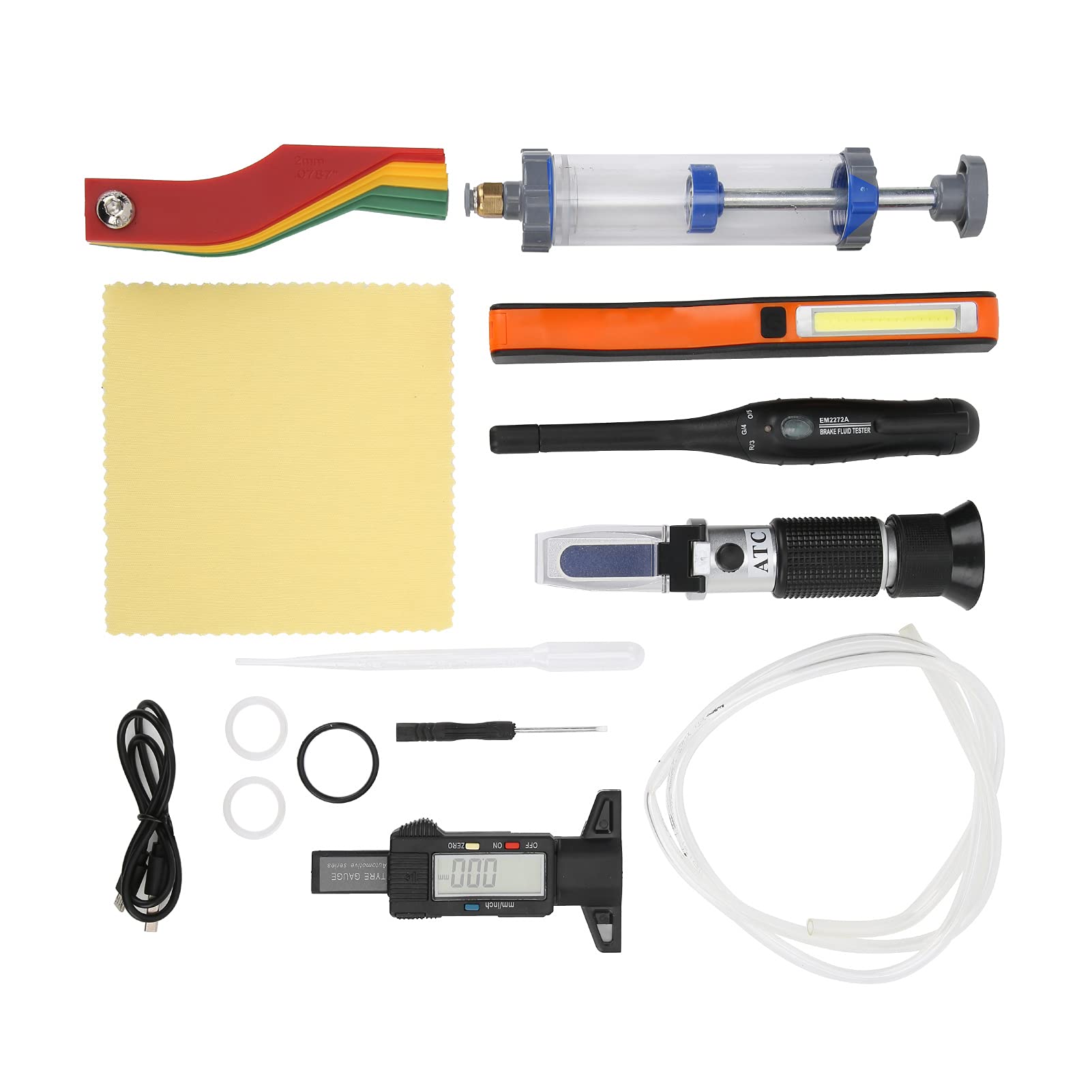 Kit Manutenzione Auto, Tester Multifunzione 6 in 1 e Comparatore Digitale con Display, Righello per Controllo della Qualità dell'Olio e Verifica dei Liquidi Automotive