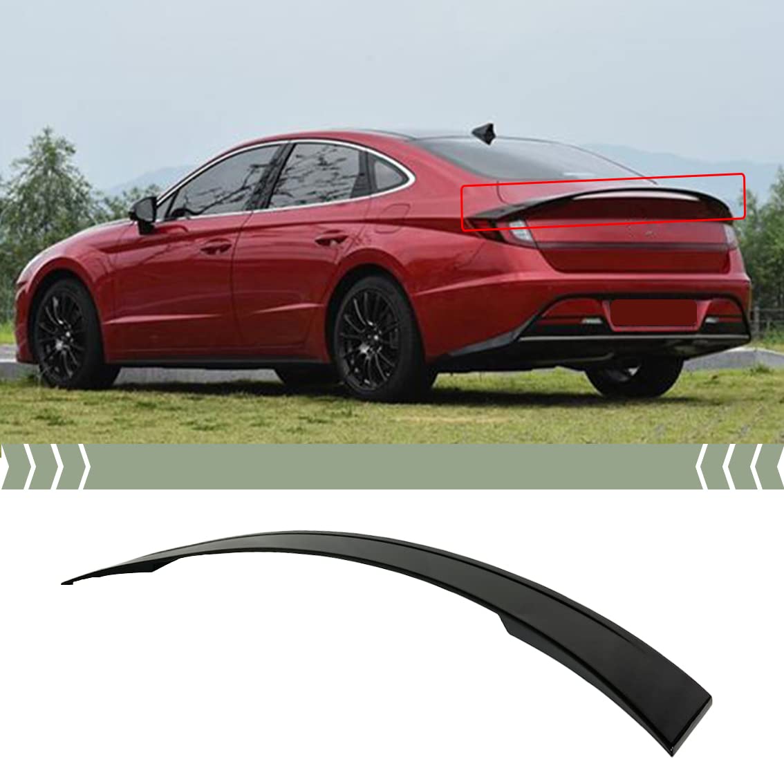 FITS 2020-2024 Hyundai Sonata Glossy Black OE Style Rear Trunk Spoiler Wing LID