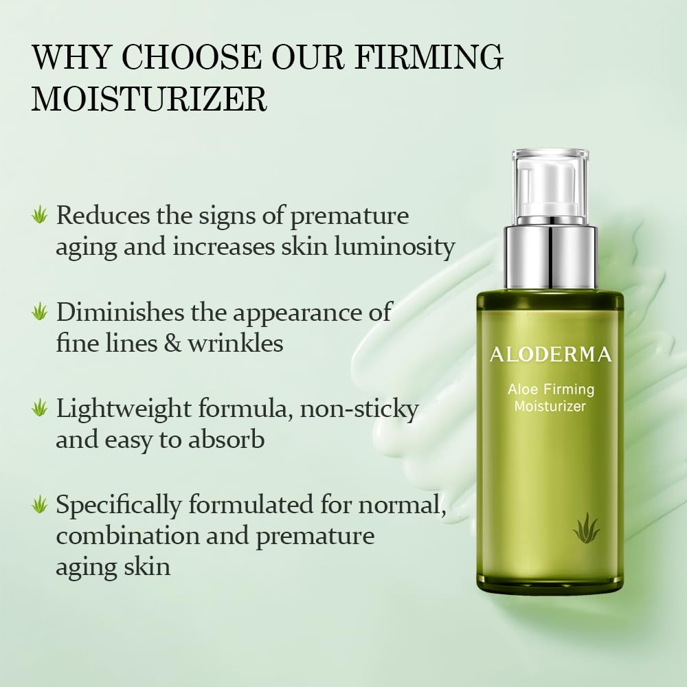 Aloderma Aloe Vera Firming Facial Moisturizer Anti-Aging Lotion 3.5 oz | Made within 12 hours of harvest. Unscented paraben-free nourishing face lotion for normal mature aging skin product thumbnail 4