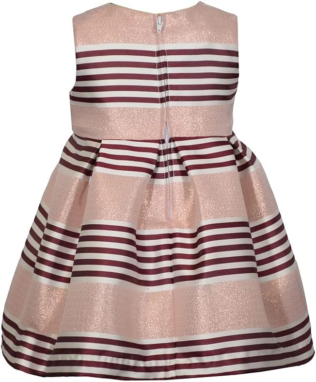 Bonnie Jean ガールズ ホリデークリスマスドレス カーディガン付き - バーガンディストライプドレス 赤ちゃん 幼児 小さ