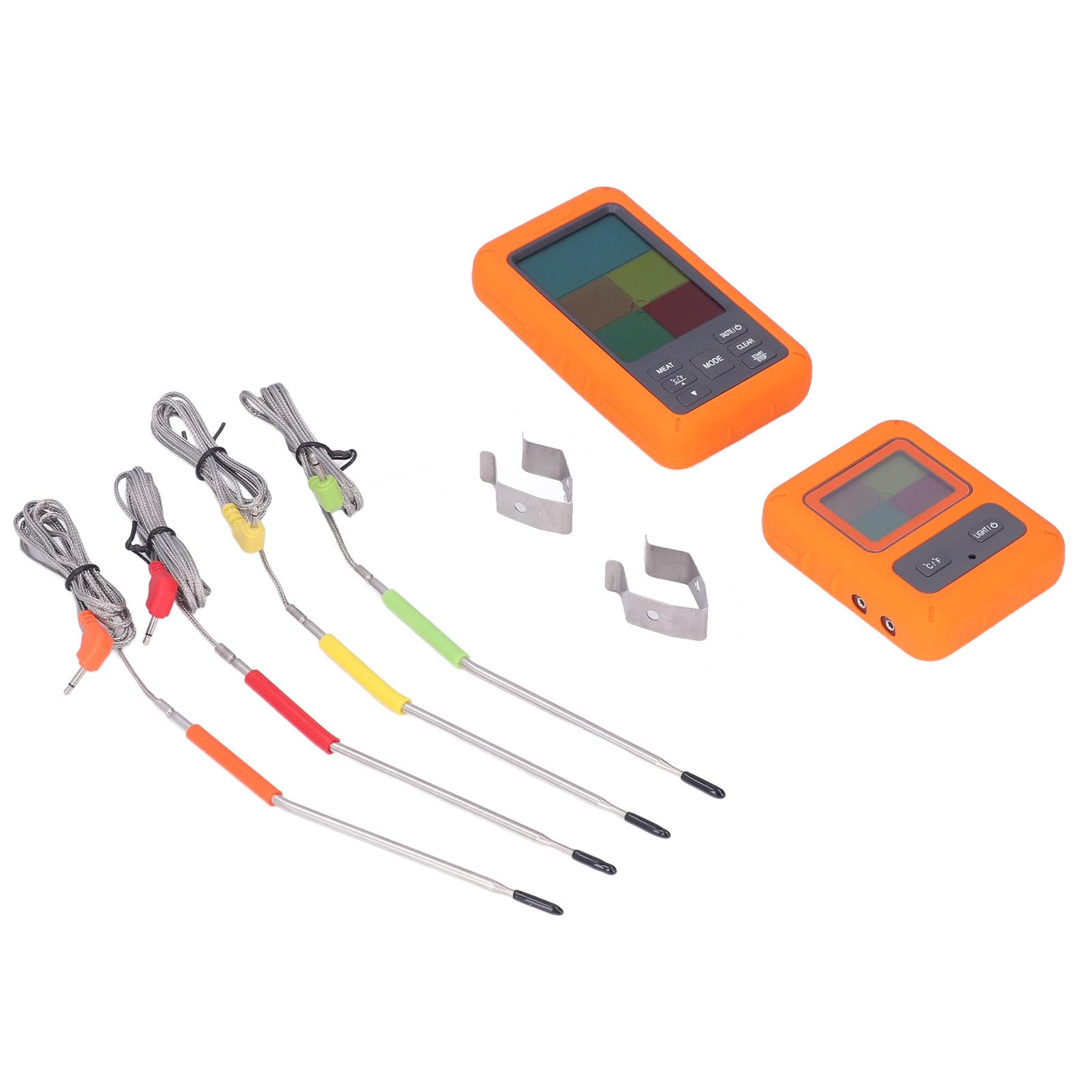 Termometro Per Carne Wireless, Termometro Digitale Per Barbecue Con 4 Sonde, Display LCD Retroilluminato, Funzione Allarme, 9 Impostazioni Carne Preimpostate USDA, Per Cottura