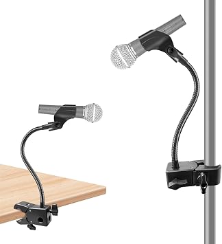 Gooseneck Microphone Stand, Flexible Mic Arm Stand, Desk Mic Stand With Super Clamp Mount Mic Clip and 3/8" to 5/8" Adapter, Compatible with Shure/Fifine / AT2020 / Pyle/Blue Snowball/Razer 13 Inch