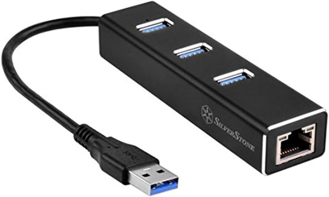 SilverStone Technology Hub USB 3.1 de 3 puertos y adaptador de red RJ45 Gigabit EP04B