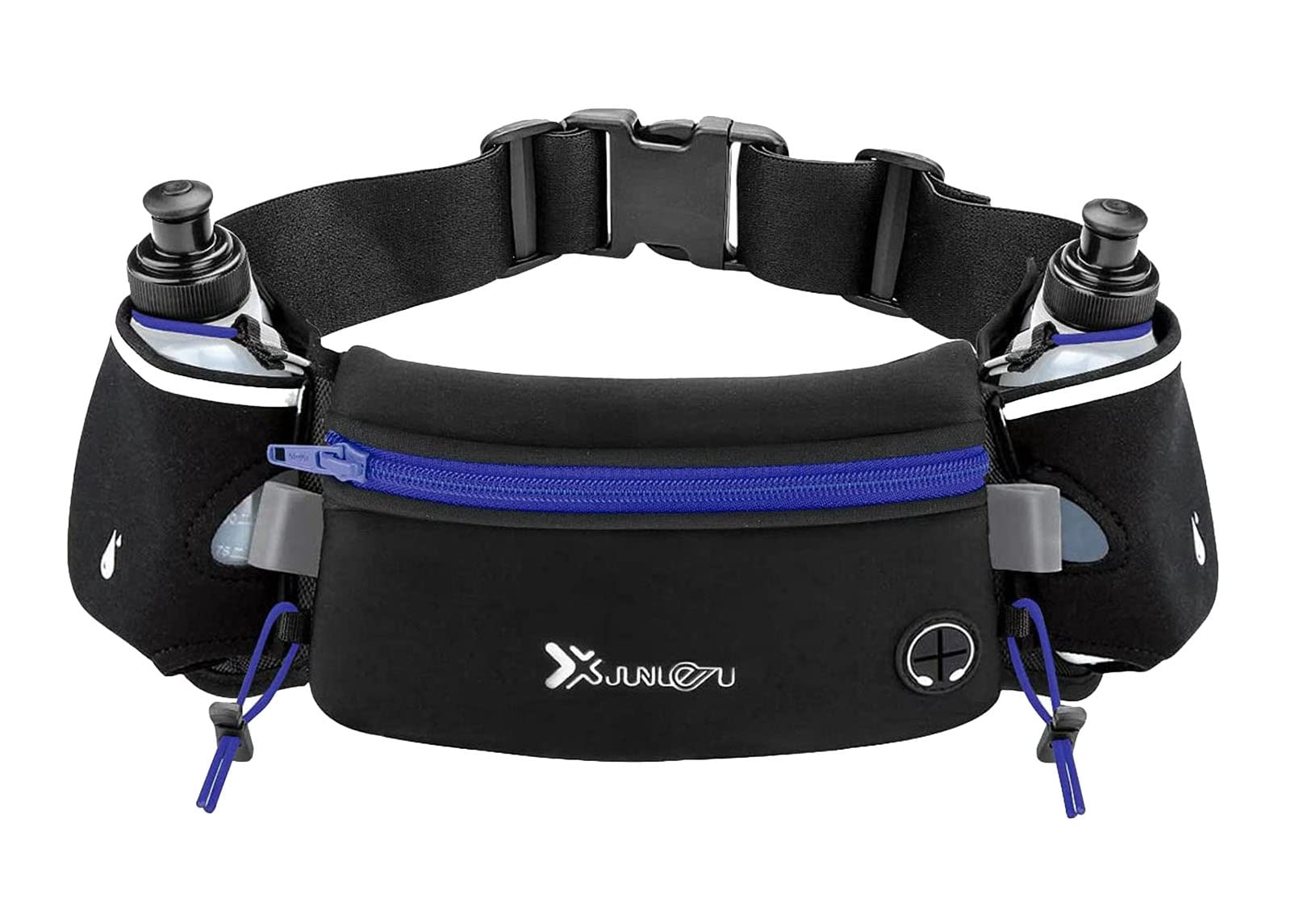 Upgraded Running Belt with 2 PCS Water Bottle, Running Fanny Pack with Adjustable Straps, Large Pocket Waist Bag Phone Holder Running Hiking Pouch Waist Pack for Running Fits 6.5 inches phones, Blue