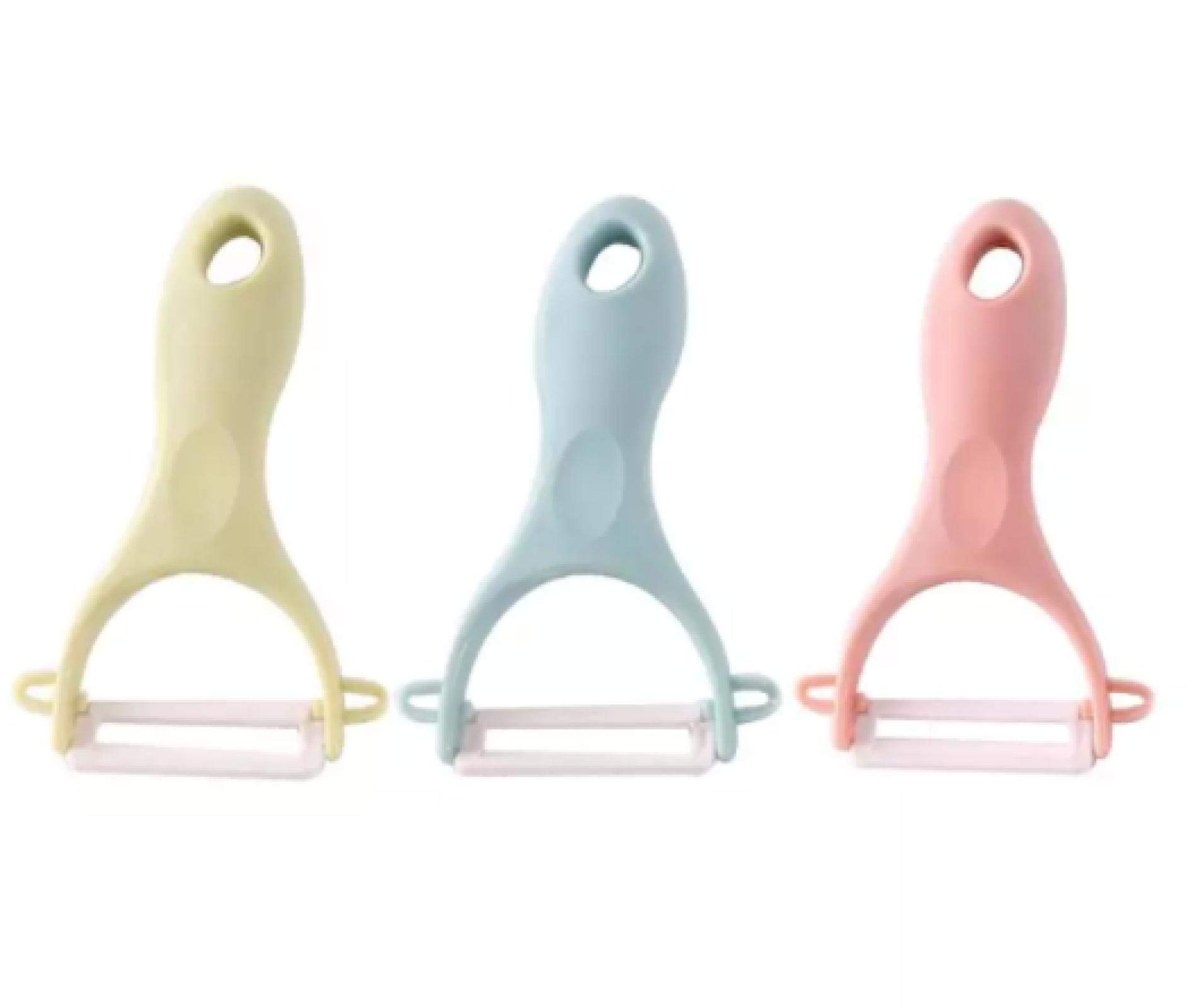 LAITONG Ceramic Peeler, Fruit Vegetable Peeler Advanced Ergonomic Handle Peeler Home Kitchen Tools- Pink + Blue+ Green -Sharp Rust Prevention Set of 3