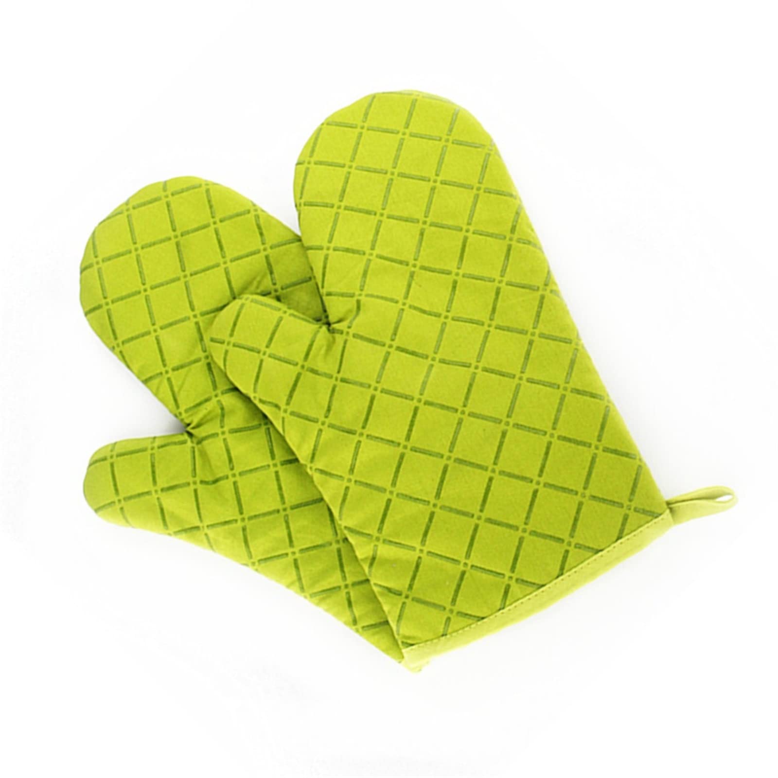 Gants de Cuisine antidérapants en Coton imprimé Silicone, résistants à la Chaleur, for la Cuisson, la pâtisserie et Le Gril(Green)