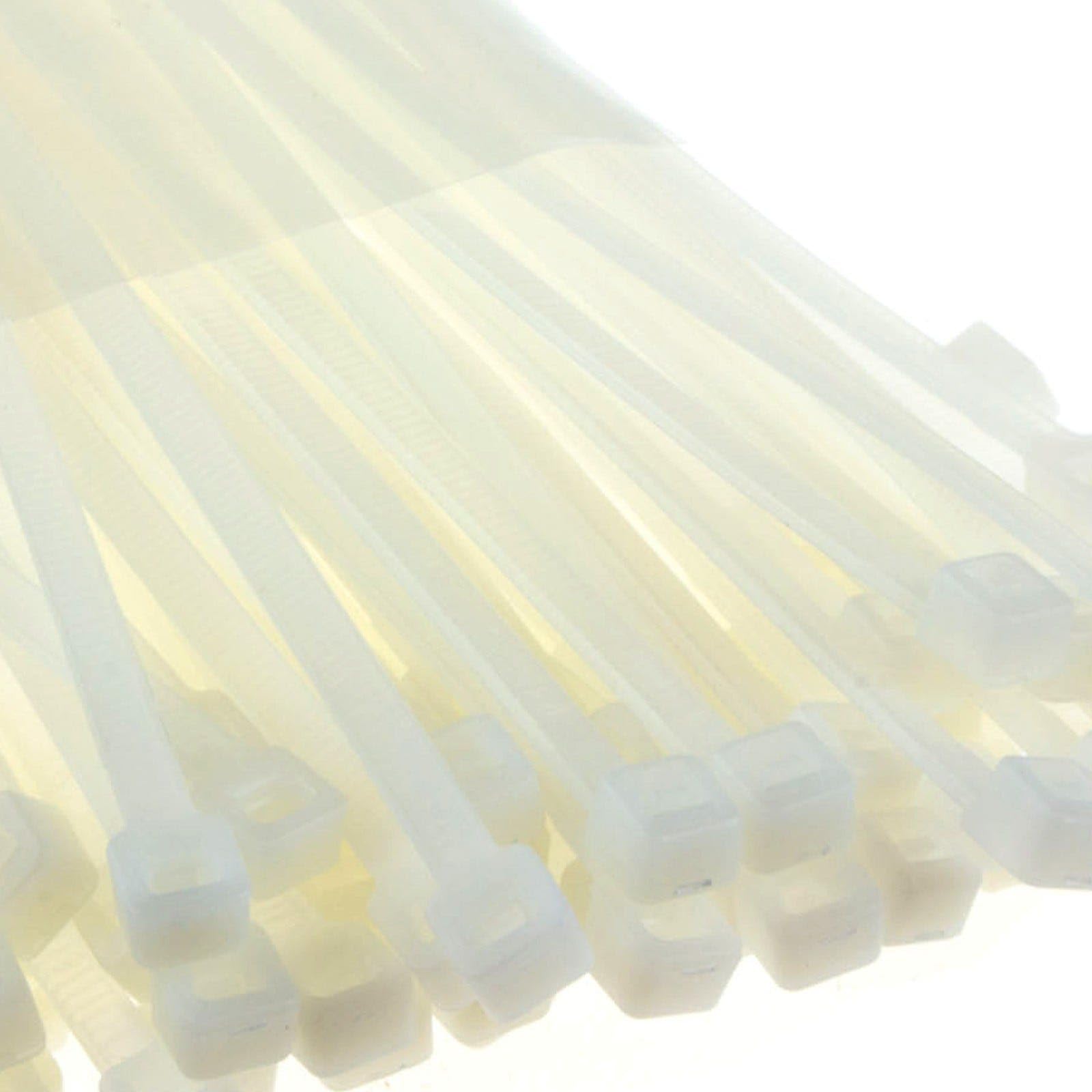 Entie White Natural Cable Ties 3.6Mm X 200Mm Nylon 66 Ul Approved [50 Pack]
