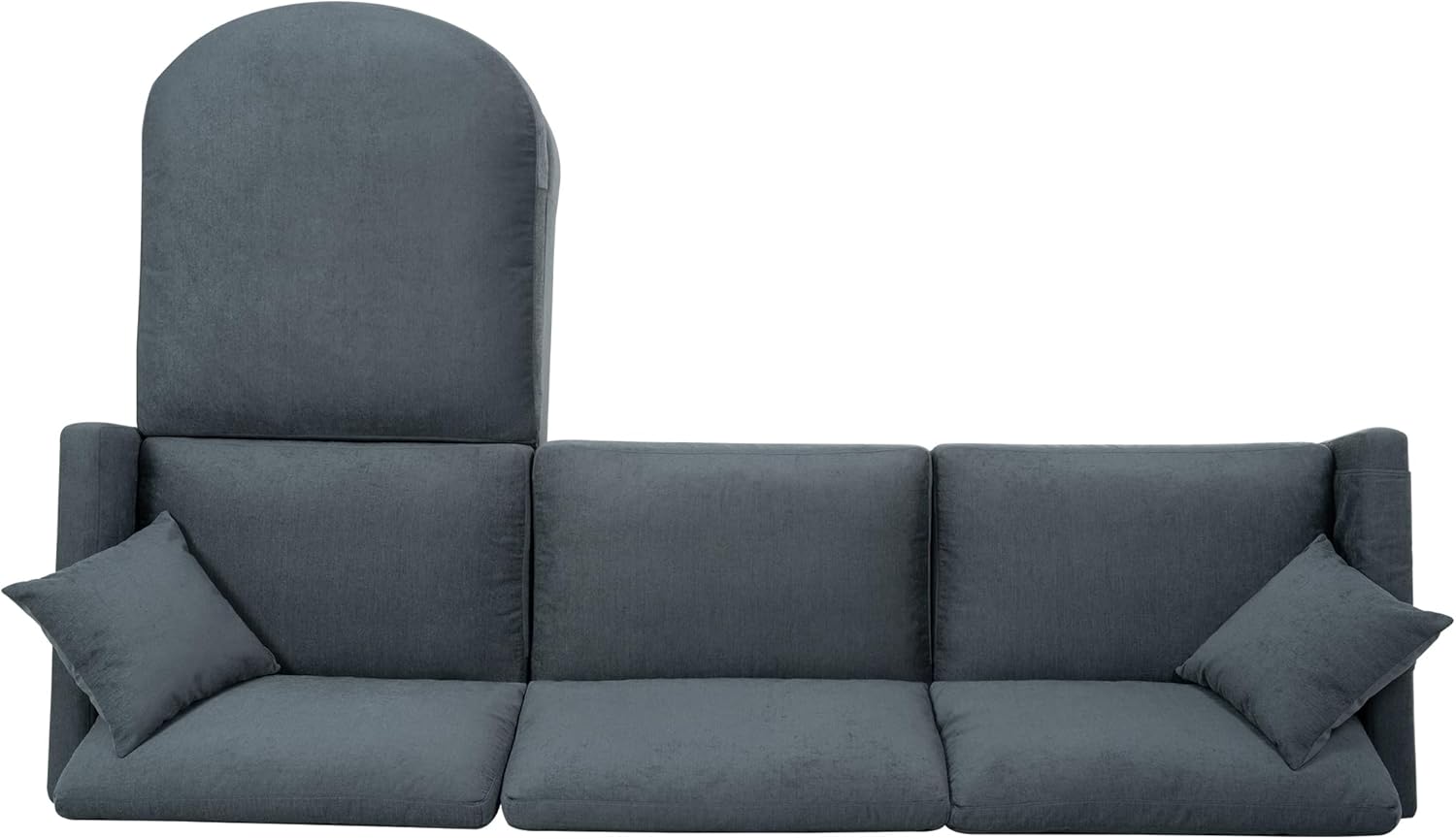 kevinplus 107.87'' Sectional Sofa Couch with Curved Convertible Ottoman for Living Room, Modern 3-Seat L-Shaped Upholstered Sectional Couch Sofa for Apartment, Polyester Fabric, Gray