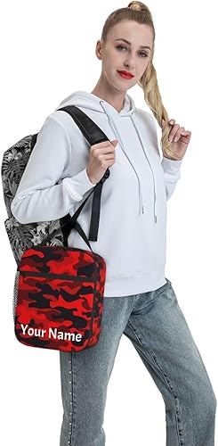 Miniatura 6 de Bolsa de almuerzo personalizada con nombre de camuflaje militar, caja aislada personalizada, contenedor de alimentos personalizado, bolsillo lateral