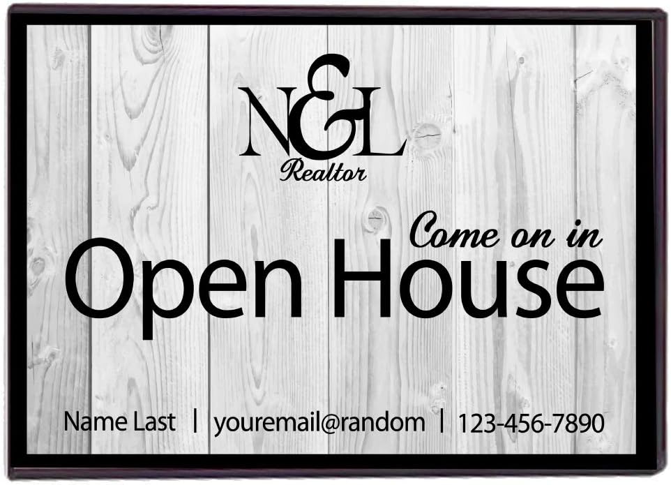 VictoryStore Realtor Gifts - Realtor Door Mat - Realtors Doormat 24 inches x 36 inches (Open House White Wood Design)