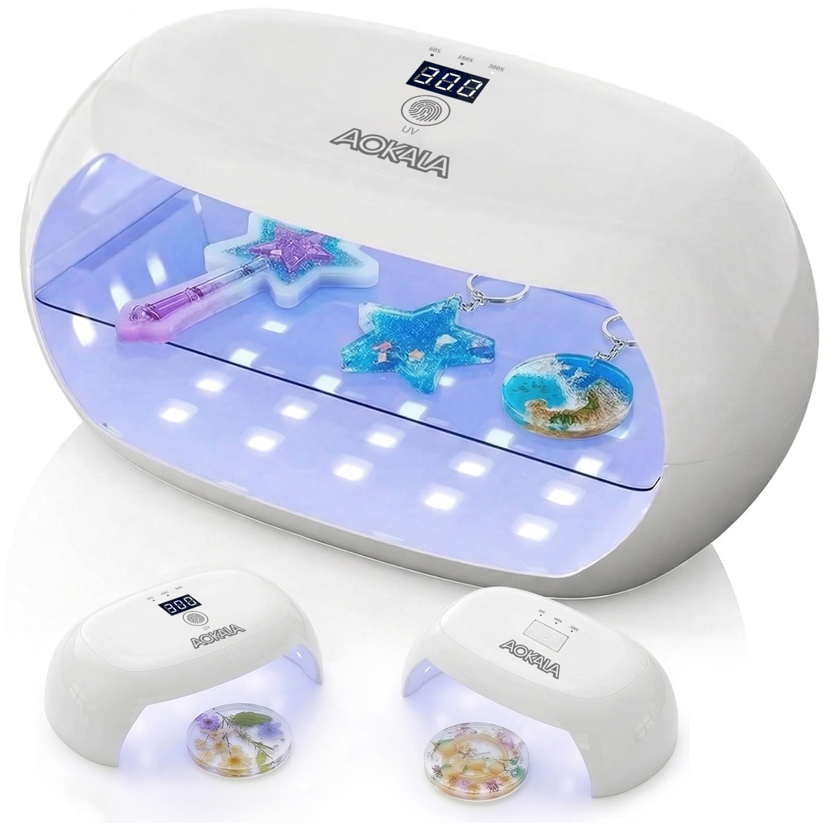 AOKALA UV Light for Resin, Large Fast Curing Double-Sided UV Resin Lamp with Detachable Design, 3 Timer Settings UV Lamp for Jewelry Making, DIY Crafts & Resin Molds