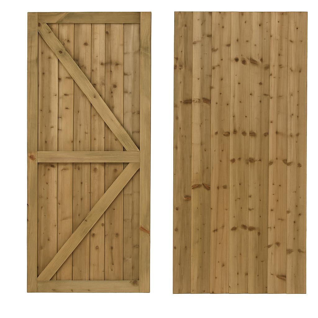 FO Ltd Building Supplies Featheredge Wooden Garden and Side Gates H-1800, W-900, Natural Green Finish