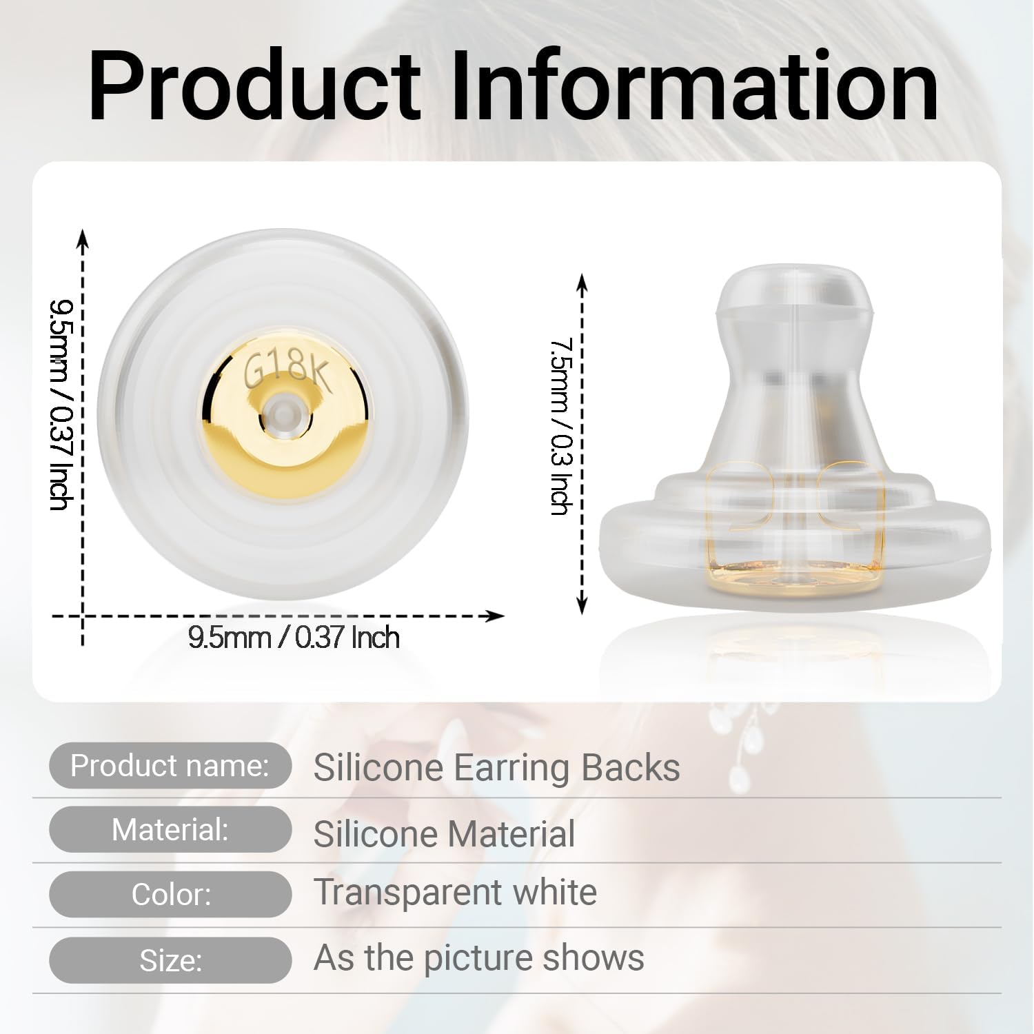 Silicone Earring Backs, 18K Gold Secure Locking Design for Studs, Hypoallergenic Replacement for Droopy Ears, No-Irritation Earring Backs for Men and Women(12 PCS) - Image 7