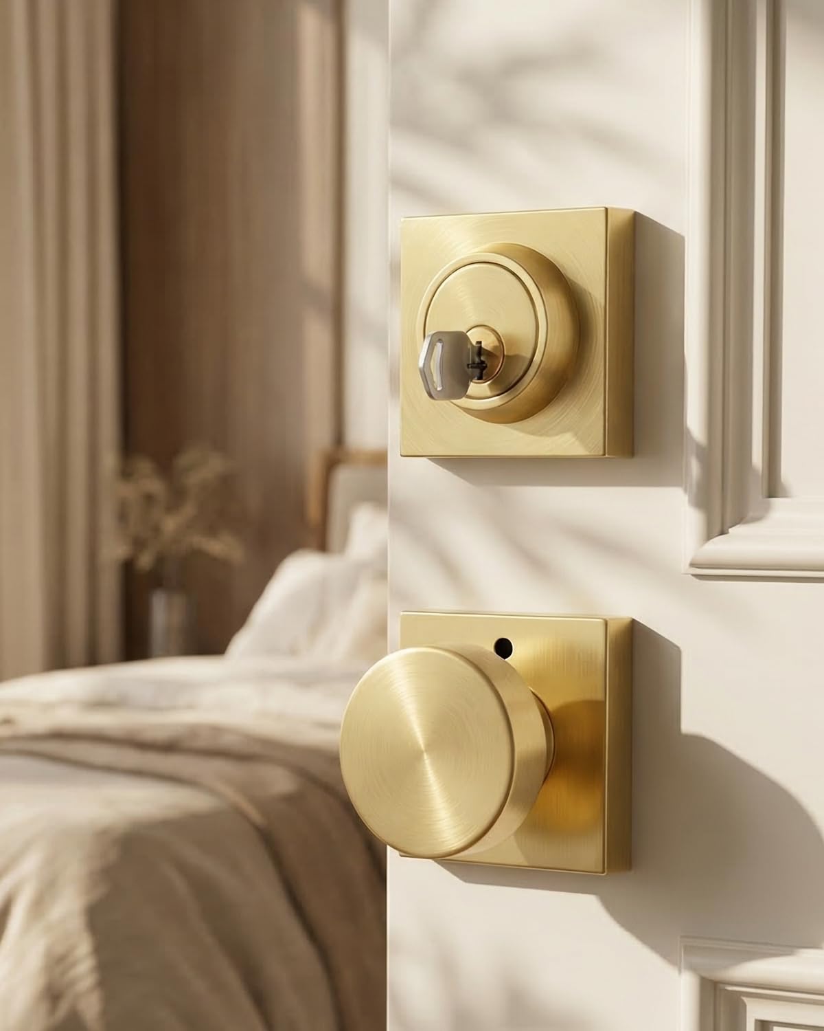 Photo 1 of Haidms Gold Door Knob with Deadbolt Set