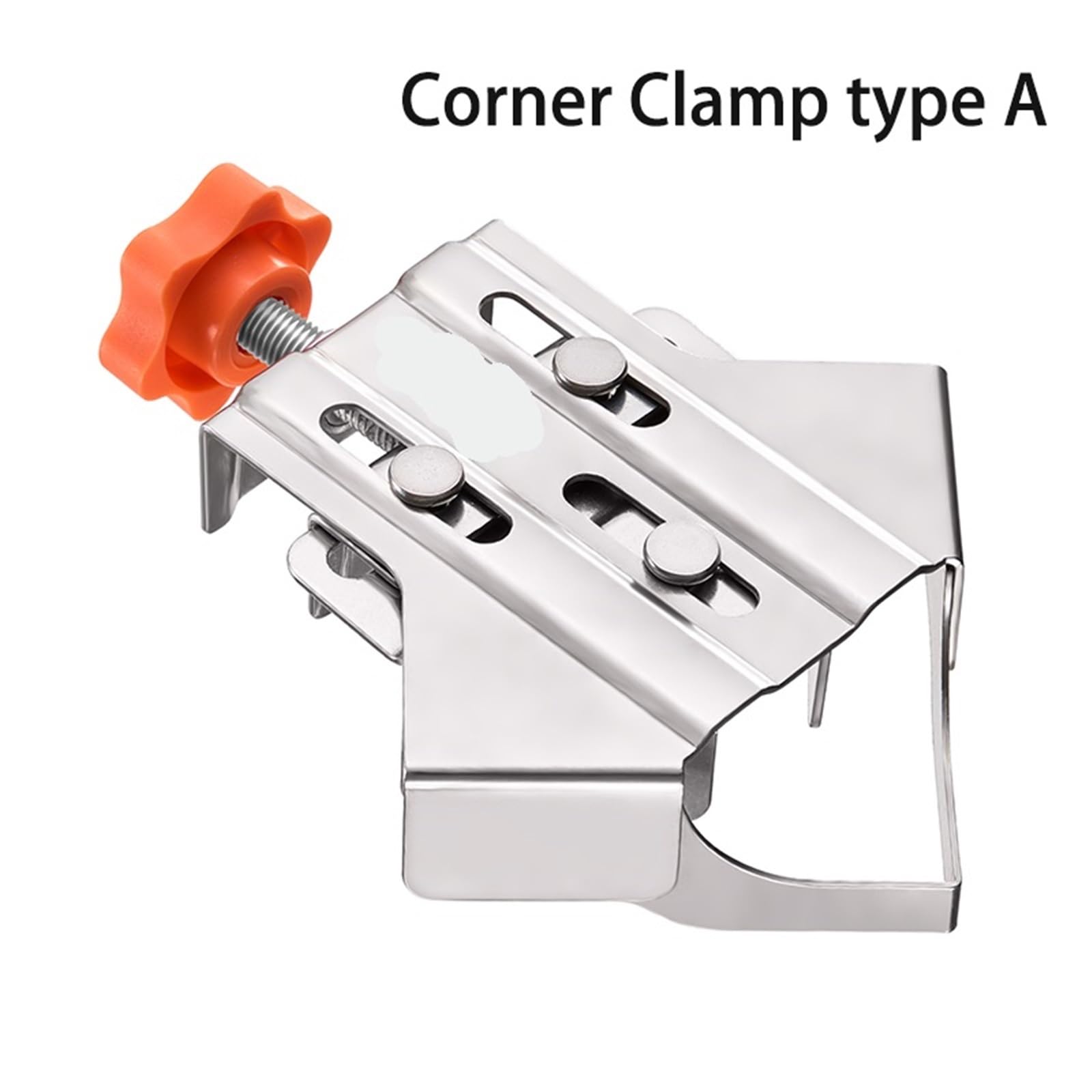 Sargento para Cajones Abrazadera de Esquina de Extremo Cerrado de Acero Inoxidable con manija única Ajustable, Herramienta de Abrazadera for carpintería, Clip de ángulo Recto(Type B (4 Pack))