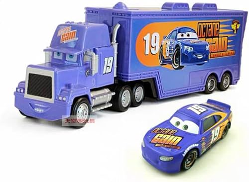 wltk Movie Cars 2 3 Hauler Mack Truck NO.19 y Bobby Swift Racer Speed 2PCS Vehículos, McQueen Jackson Storm Cruz Ramírez Vehículos