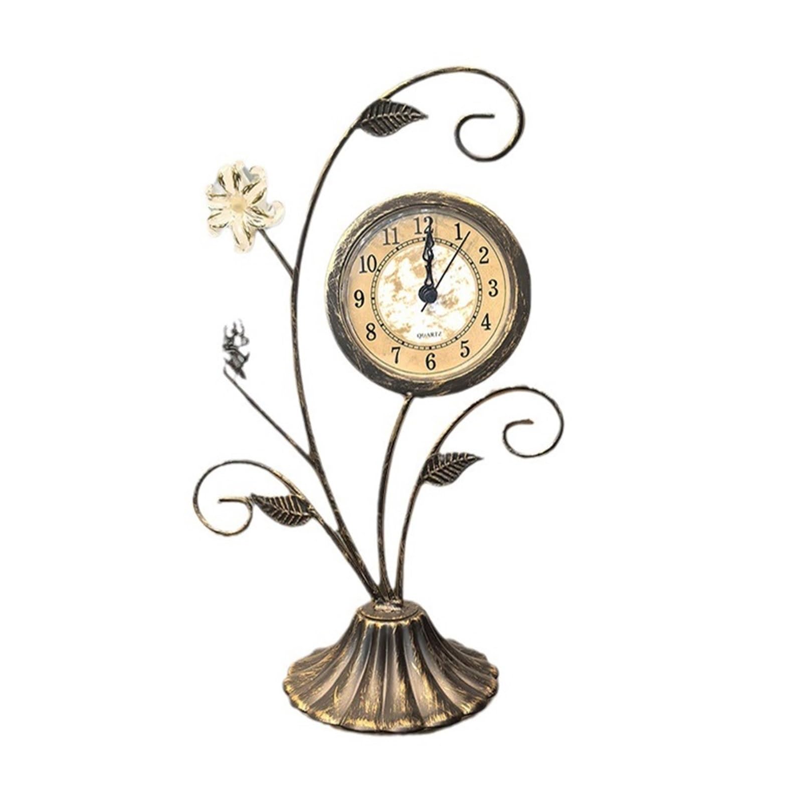 Reloj de mesa antiguo vintage silencioso de cuarzo para chimenea y salón