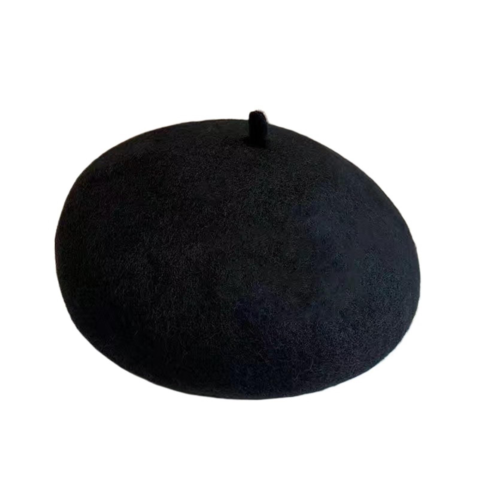 Béret en laine noir pour femme un chapeau d'hiver souple et décontracté