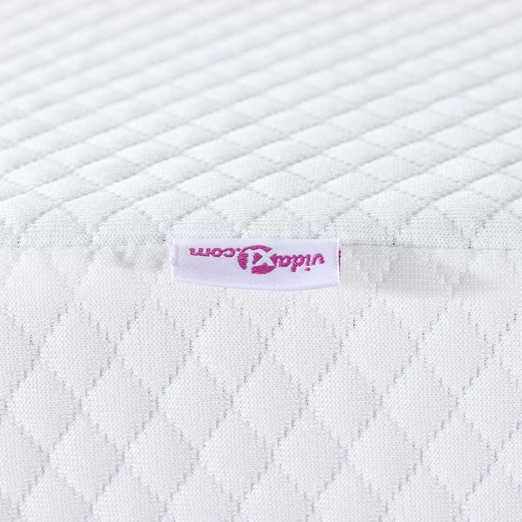 Cubrecolchón de espuma viscoelástica, color blanco, 140 x 200 cm, tejido jacquard, con espuma viscoelástica de alta densidad para una mayor comodidad y diseño moderno