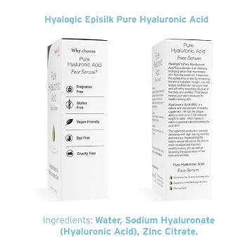 Hyalogic Episilk Pure HA Facial Serum - Face Serum with Hydrating Hyaluronic Acid - Moisturizing Skin Care to Soften & Hydrate the Skin - Non Greasy, Fragrance & Dye Free - 1oz
